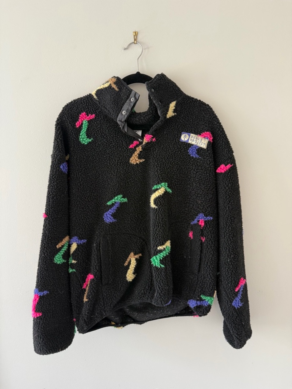 Parks Project Black Sherpa Pullover Fleece with Colorful Accents